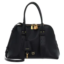 PINKO Bowling Mini Henkeltasche Baumwolle/Leder Black