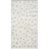Carpet City Kinderteppich Creme, Beige, - 80x150 cm - Sterne Muster - Kurzflor Teppiche Kinderzimmer,
