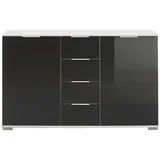 Livetastic Kommode, Schwarz, Weiß, Metall, 2 Fächer, 4 Schubladen, 130x83x41 cm, Beimöbel erhältlich, Wohnzimmer, Kommoden & Sideboards, Kommoden