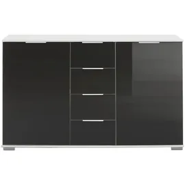Livetastic Kommode, Schwarz, Weiß, Metall, 2 Fächer, 4 Schubladen, 130x83x41 cm, Beimöbel erhältlich, Wohnzimmer, Kommoden & Sideboards, Kommoden