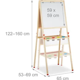Relaxdays Standtafel Kinder, mit Whiteboard Weiß,Dunkelgrün,Hellbraun