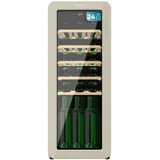 Cecotec Weinkühlschrank 24 Hit Beige. Beige mit LED-Steuerung, Temp. 5-20oC, NoFrost, Holzregale, Innenbeleuchtung, Belüftung