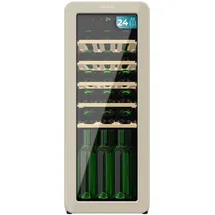 Cecotec Weinkühlschrank 24 Hit Beige. Beige mit LED-Steuerung, Temp. 5-20oC, NoFrost, Holzregale, Innenbeleuchtung, Belüftung