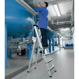Günzburger Aluminium-Stehleiter 5 Stufen rollbar (41105)