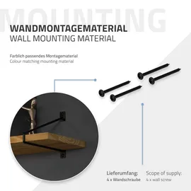 ML-Design 2 Stück Regalhalterung 265 mm Schwarz, aus Stahl, Haarnadel Regalwinkel, Hairpin Wandhalterung, Regalträger für Wandmontage, Industrielle Wandregal, Wandkonsole