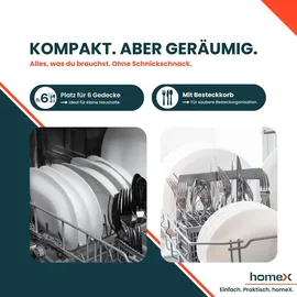 Homex GST6AD-S Tischgeschirrspüler (freistehend, 600 mm, Silber)