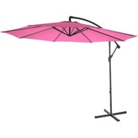 Mendler Ampelschirm Acerra, Sonnenschirm Sonnenschutz, Ø 3m neigbar, Polyester/Stahl 11kg ohne Ständer - pink