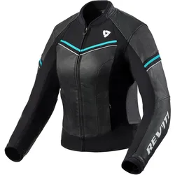Revit Median, Lederjacke Damen - Black/Grau/Türkis - 34