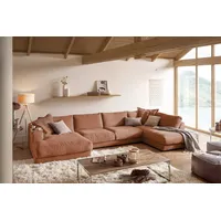 KAWOLA Wohnlandschaft U-Form Madeline Cord Longchair links rost