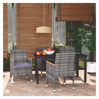 vidaXL 5-tlg. Garten-Essgruppe mit Kissen Poly Rattan Grau