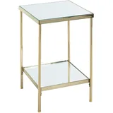 Haku-Möbel HAKU Beistelltisch vermessingt Metall Füße mit Justiermöglichkeit Spiegel 5 mm Sofatisch eckig Couchtisch - Maße: B 28 x H 46 x T 28 cm