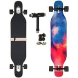 FunTomia Longboard Longboard in 3 Flex Stufen Camber Ahornholz + T-Tool mit LED Rollen, Camber Twin Tip