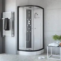 Megabad Planplus Home Komplettdusche Runddusche 90 x 90 x 215 cm MBAFDMRS, Duschkabinen, schwarz