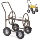 Relaxdays Schlauchwagen mit 4 Vollgummirädern braun