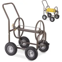 Relaxdays Schlauchwagen mit 4 Vollgummirädern braun