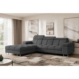 altdecor Ecksofa Cord mit Schlaffunktion 2-Sitzer Dunkelgrau