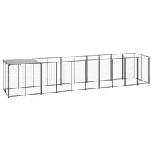 vidaXL Hundezwinger Schwarz 6,05 m2 Stahl - Überdachung (3082201)