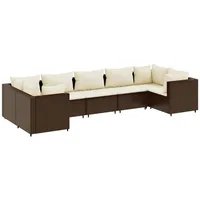 vidaXL 7-tlg Garten-Lounge-Set mit Kissen Braun Poly Rattan Modell 14