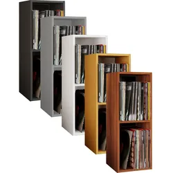 VCM Holz Stand Regal   Regal mit 2 großen Fächer   Maße: H. 72 x B. 34 x T. 30 cm   Platz für 65 Schallplatten   1 fester Fachboden - Platto