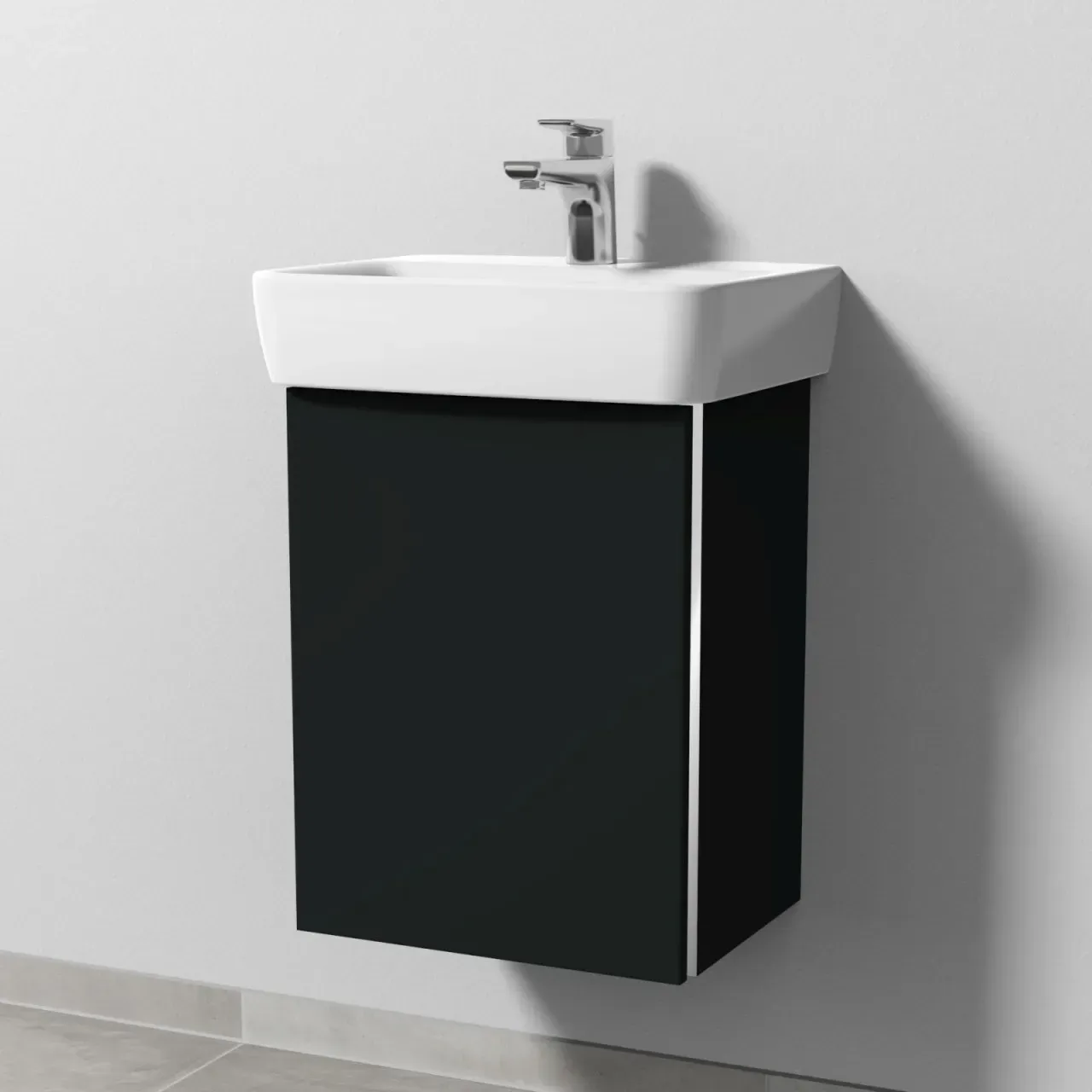 Sanipa 3way Waschtischunterbau zu Geberit Renova Plan Waschtisch mit 1 Tür, Vulkan-Matt BP8701V