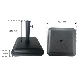 casa.pro Sonnenschirmständer Biccari Beton 35x35x5,5 cm Schwarz Stein, Quadratisch, 35x35 Sonnen- - Sichtschutz, Sonnenschirmständer