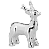 Kleine Stehende Silber Deko Rentier Figur & Geweih - Weihnachten Wildfigur 9 cm