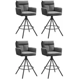 Stolkom Barhocker 4er Set SOFIA, Grau - Schwarz - Cordbezug - Metallgestell - drehbar - 4er Set