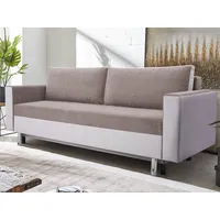 Beautysofa 3-Sitzer MALTA, Polstersofa aus Webstoff + Kunstleder, mit Schlaffunktion und Bettkasten braun