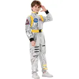 Generisch Astronauten Kostüm Kinder 140 Faschingskostüme Kinder Astronaut Kostüm Overall Raumanzug Astronaut Kinderkostüm Mädchen Junge Kind Weltall Space Kostüm für Karneval