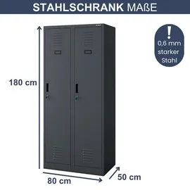 Jan Nowak KACPER Umkleideschrank 180 x 80 x 50 cm Anthrazit