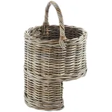 Kobolo Aufbewahrungskorb Treppenkorb Korb Rattan - kubu grey - mit Henkel beige|grau