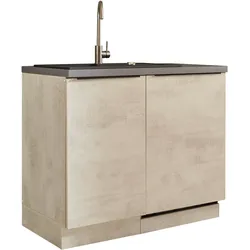 Spülenschrank BASIC BY BALCULINA "Sanibel Spülenschrank, Küchenschrank BxHxT 110x94x60", chromix weiß, anthrazit, B:110cm H:94cm T:60cm, FSC-zertifizierter Holzwerkstoff, Schränke, Breite 110cm, Melaminbeschichtung