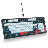 SOLIDEE Verkabelte 95% Mechanische Gaming-Tastatur,Hot-Swap-Fähige Mechanische Tastatur,Gasket Struktur RGB Hintergrundbeleuchtung,98 Tasten Mechanische Tastatur mit Drehknopf,NKRO-Tastatur(98 White)