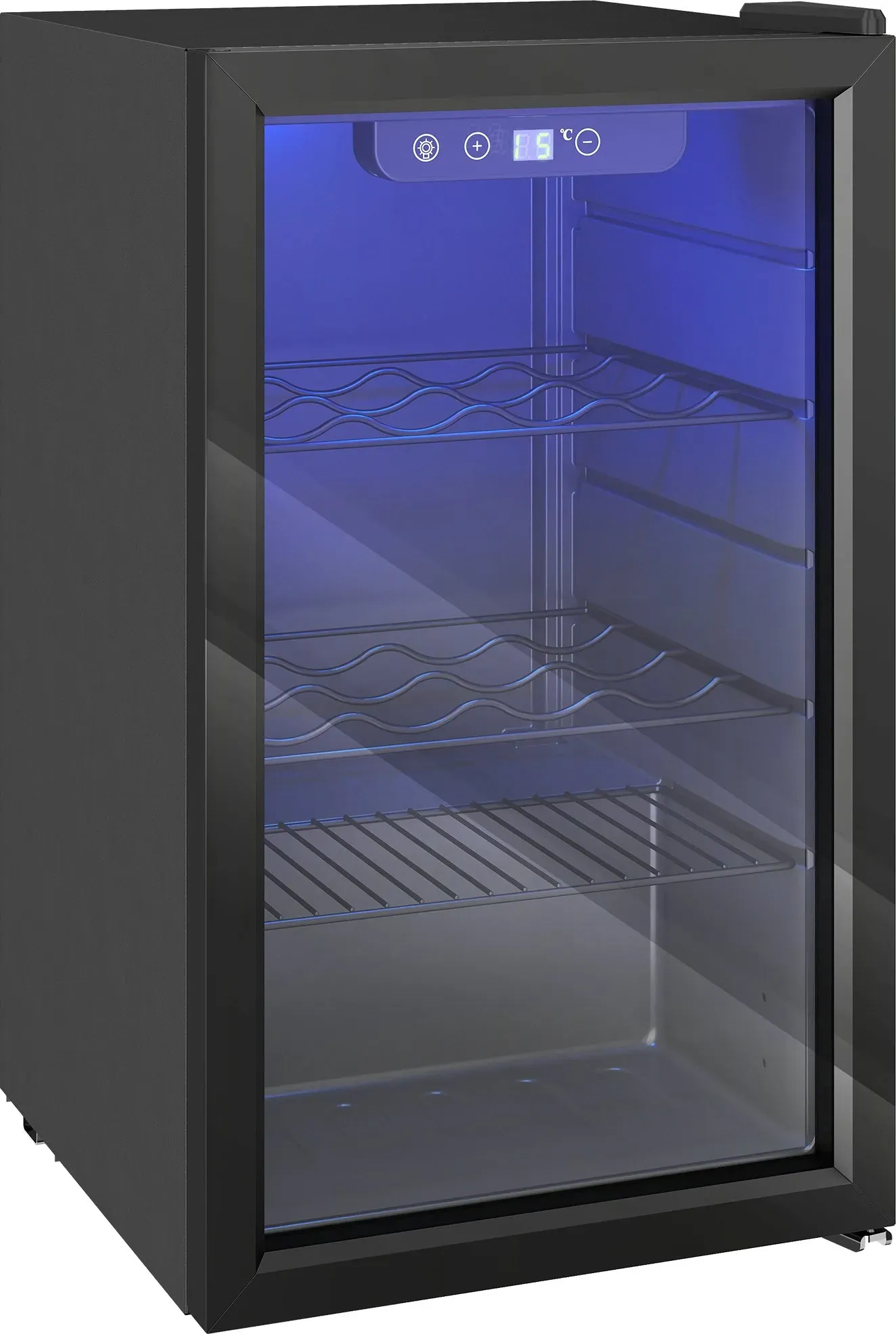 HOMCOM Weinkühlschrank 24 Flaschen, 68 Liter Weinschrank Klein, Getränkekühlschrank Flaschenkühlschrank mit Doppelglas-Tür, 4-16°C, LED-Beleuchtung, Digitalem Touchscreen, Wine Fridge, Schwarz   Aosom