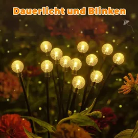 salcar 8 LED Solarleuchten Gartenleuchten 2 set LED Kugel 2 Leuchtmodi Warmweiß