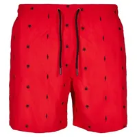 URBAN CLASSICS Embroidery Swim Short in Rot, Größe M