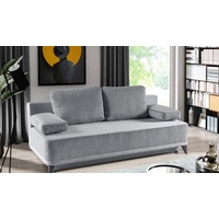 WERK2 Schlafsofa Rosso, 2-Sitzer Sofa und Schlafcouch mit Federkern & Bettkasten grau