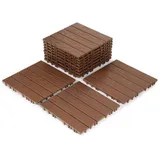66 Stück Terrassenfliesen 6 qm, 30x30cm Kunststoff Fliesen Klickfliesen Balkonfliesen Holzoptik Gestreift, Wetterfest, Anti-Rutsch, Braun 5-Streifen