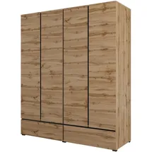 otto home Drehtürenschrank Cross, moderner griffloser Kleiderschrank Wäscheschrank mit Schublade, Garderobe, Türen beige 180 cm x 210 cm x 59,5 cm