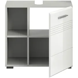 xonox.home Waschbeckenunterschrank m. Fächer 60 cm x 56 cm x 32 cm Grau-Weiß