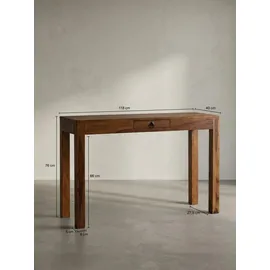KADIMA DESIGN Schreibtisch 118x40x76 cm Massivholz Computertisch mit Schublade, Homeoffice Bürotisch Massiv Schmal Platzsparend, Holztisch Laptoptisch