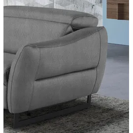 Egoitaliano "Dafne, elegantes Designsofa mit hohem Sitzkomfort", wahlw. mit elektrischer Relaxfunktion, Kopfteile manuell verstellbar grau