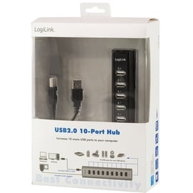 Logilink USB 2.0 Hub 10-Port inkl. Netzteil und LED Aktivitätsanzeige