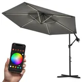 Swing&Harmonie Luxus LED Sonnenschirm mit RGB Beleuchtung inkl. Fernbedienung, APP Steuerung, Ampelschirm, Garten Schirm 350cm) - anthrazit - 350cm