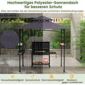Costway Grillpavillon 2,5 x 1,53 m Dunkelgrau/Schwarz