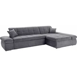 DOMO collection Ecksofa »NMoric XXL, B/T/H: 300/172/80cm, L-Form«, wahlweise mit Bettfunktion und Armlehnverstellung grau