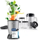 GOURMETmaxx Mr. Magic Mixer | Smoothie Maker mit XXL-Zubehörpaket | Standmixer 18-tlg. | Blender mit auslaufsicheren Frischhaltedeckeln | Food Processor für Shakes, Smoothies etc.