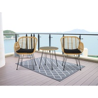 Happy Home Casual-Set 3 tlg. Balkonset Sitzgruppe HGS43-SCH helles Rattan