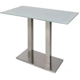 MONDO Bartisch TIRAMO Glasplatte Weiß ca. 120 x 105 x 70 cm - Edelstahlgestell