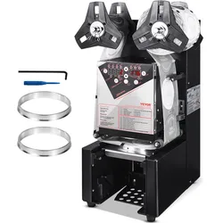 VEVOR Vollautomatische Siegelmaschine für Teetassen, 500–650 Tassen/H, 190 mm, Schwarz